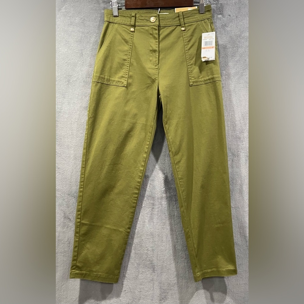 Michael Kors High Rise Straight Ankle Pants In Olive Women’s Size 2 NWT